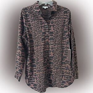 NWT Chico's Sable Brown Animal Print Tunic - size 1.5 (10).